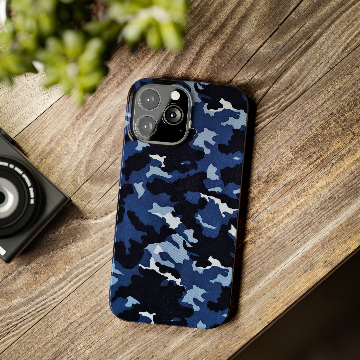 Deep Sea Concealment: Navy Blue Camouflage Iphone 15-12 Slim Phone Case