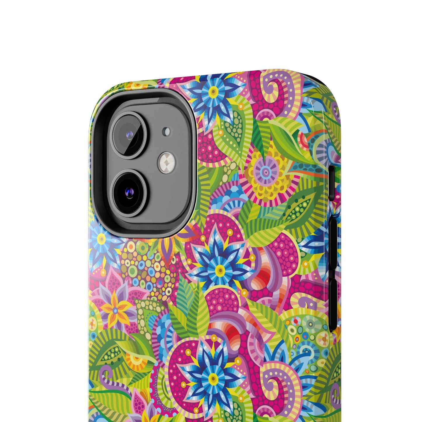 Vibrant Array of Abstract Flowers and Paisley in Rainbow Hues Iphone Tough Phone Case