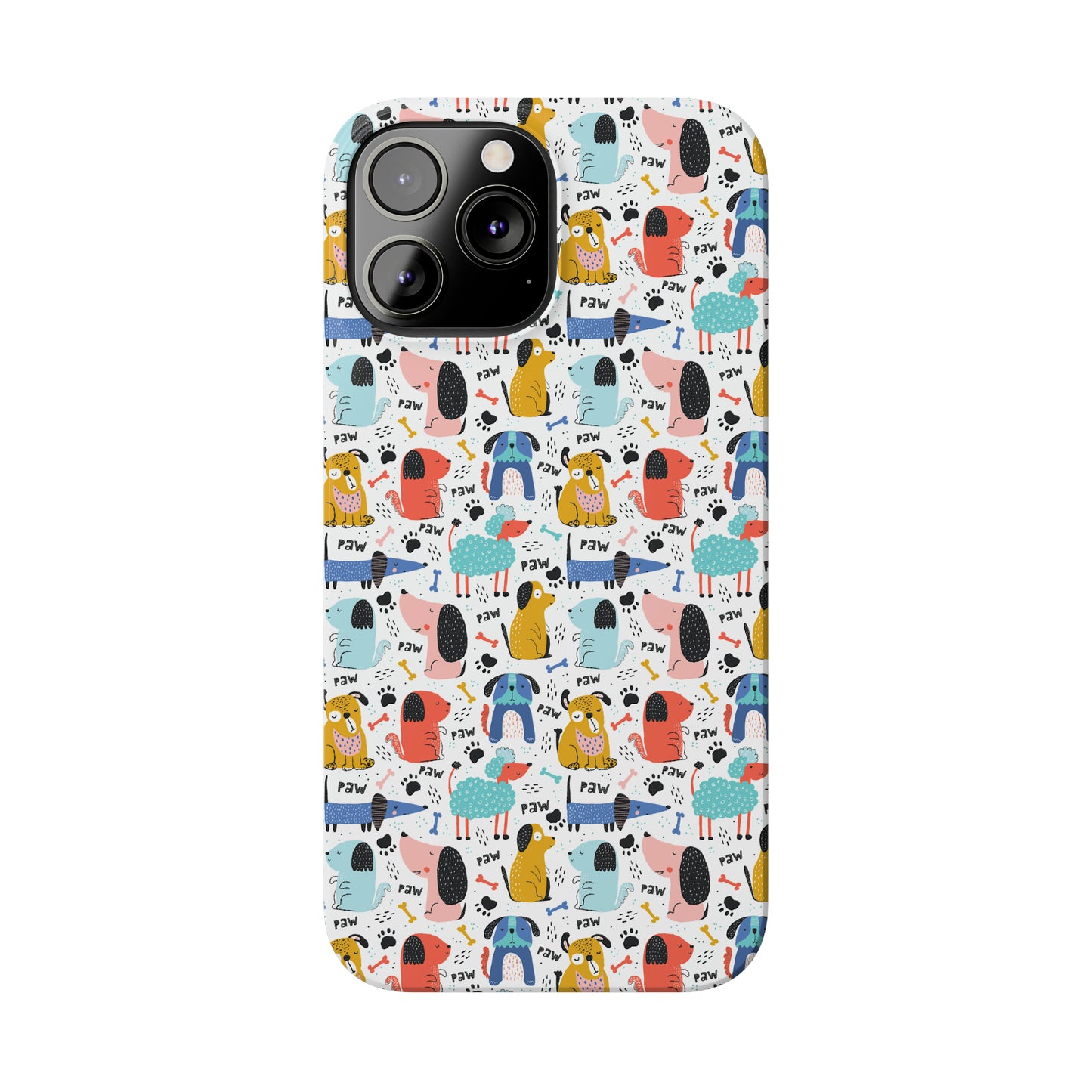 Playful Pups: Colorful Cartoon Dogs Iphone 15-12 Slim Phone Case