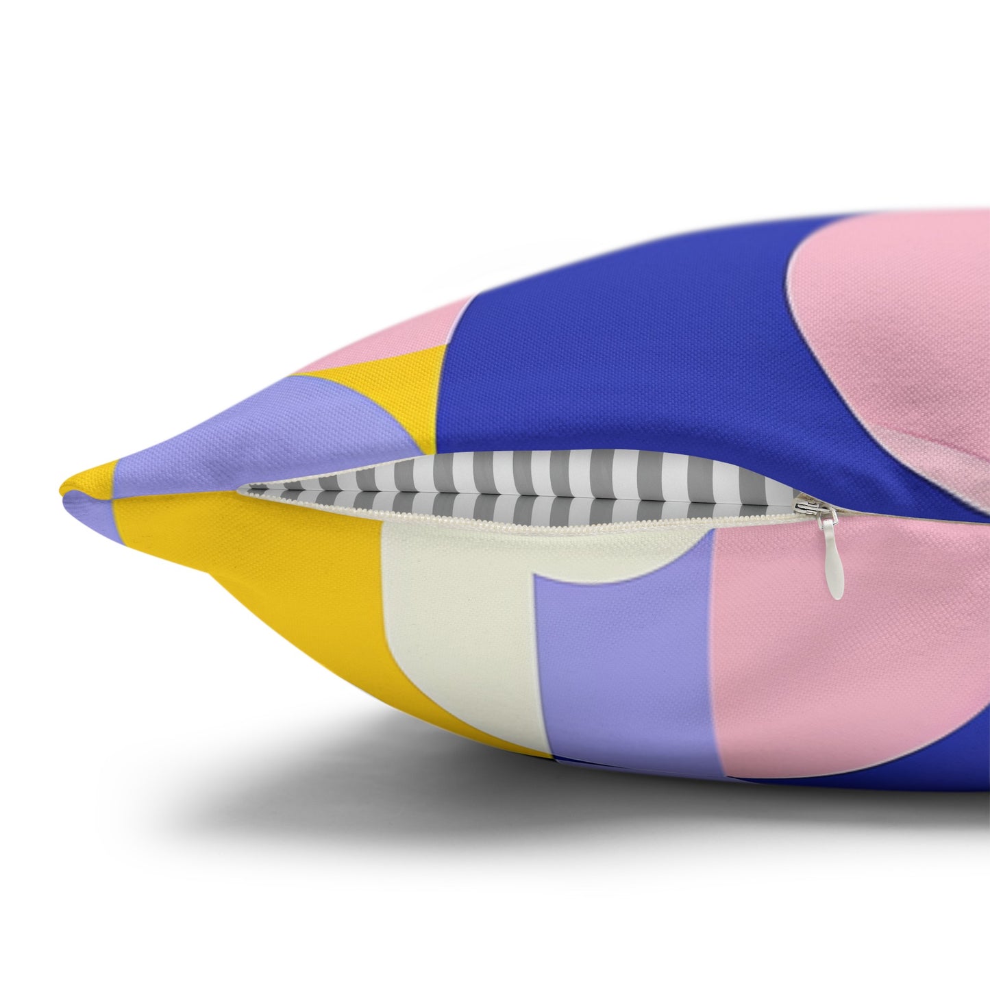 Vibrant Pink, Blue Yellow Color Block Geometric Shapes Spun Polyester Square Pillowcase 4 Sizes