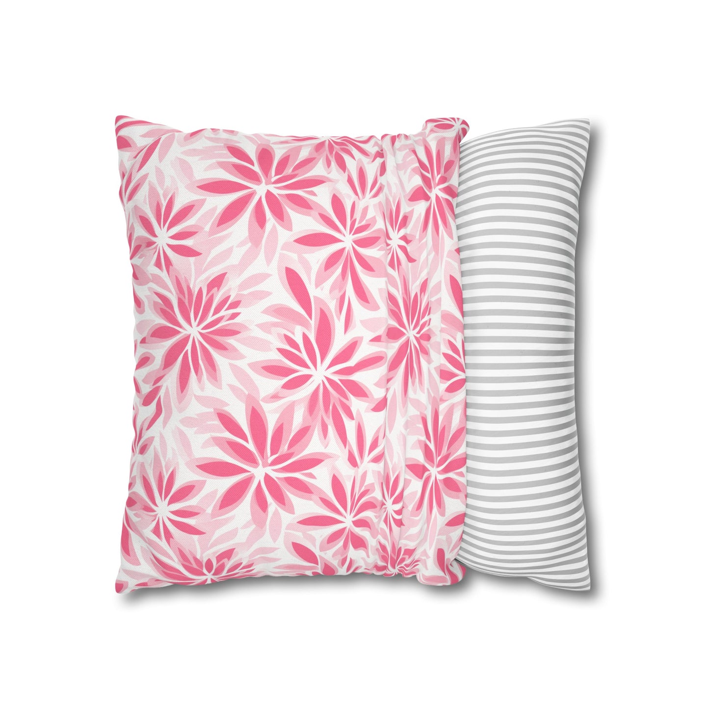 Blush Blooms Soft Pink Floral Pattern Spun Polyester Square Pillowcase 4 Sizes