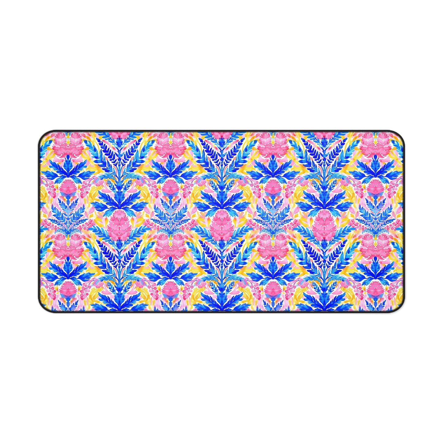 Tropical Watercolor Blooms in Vibrant Pinks and Blues Extended Gaming Mouse Pad  Desk Mat  - 3 Sizes