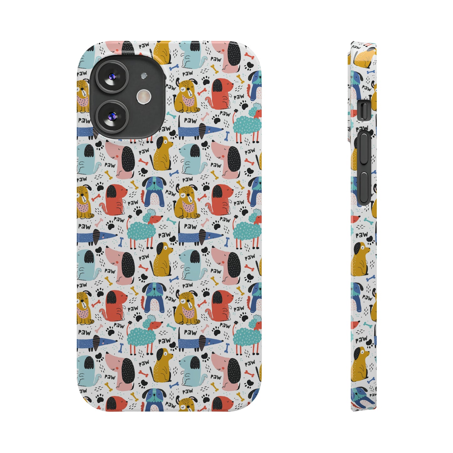 Playful Pups: Colorful Cartoon Dogs Iphone 15-12 Slim Phone Case