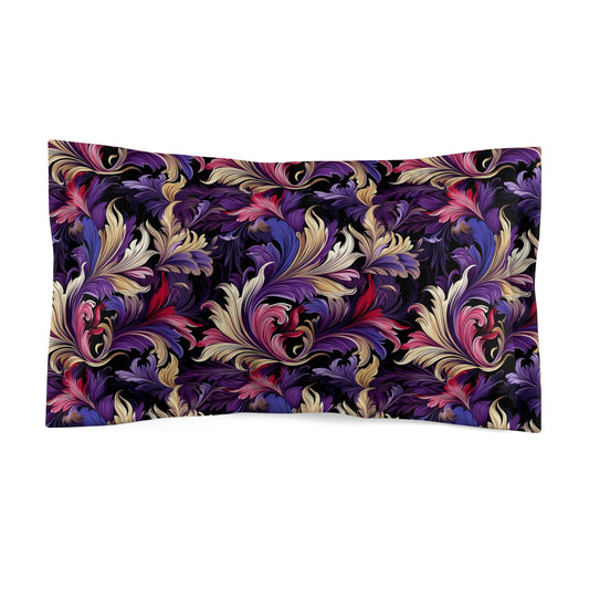 Purple, Gold & Pink Floral Swirls of Foliage Design - Pillow Shams 2 Sizes