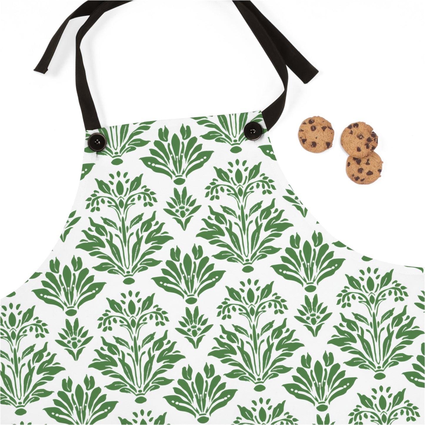 Green Floral Indian Block Print Pattern Kitchen Chef Apron