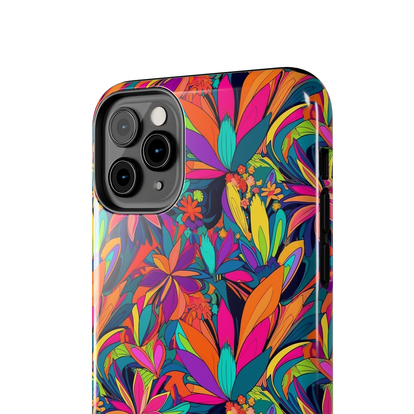 Tropical Neon Flowers Iphone Tough Phone Case