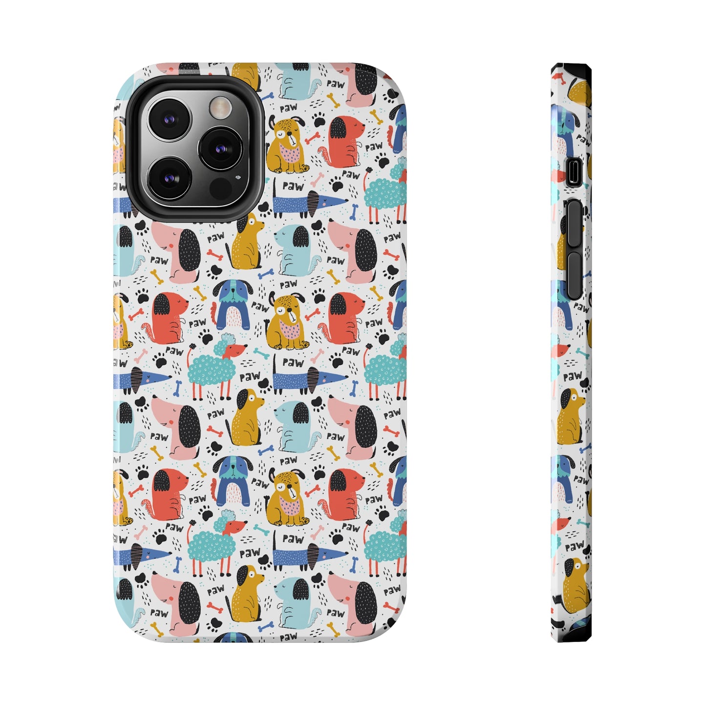 Playful Pups: Colorful Cartoon Dogs Iphone Tough Phone Case