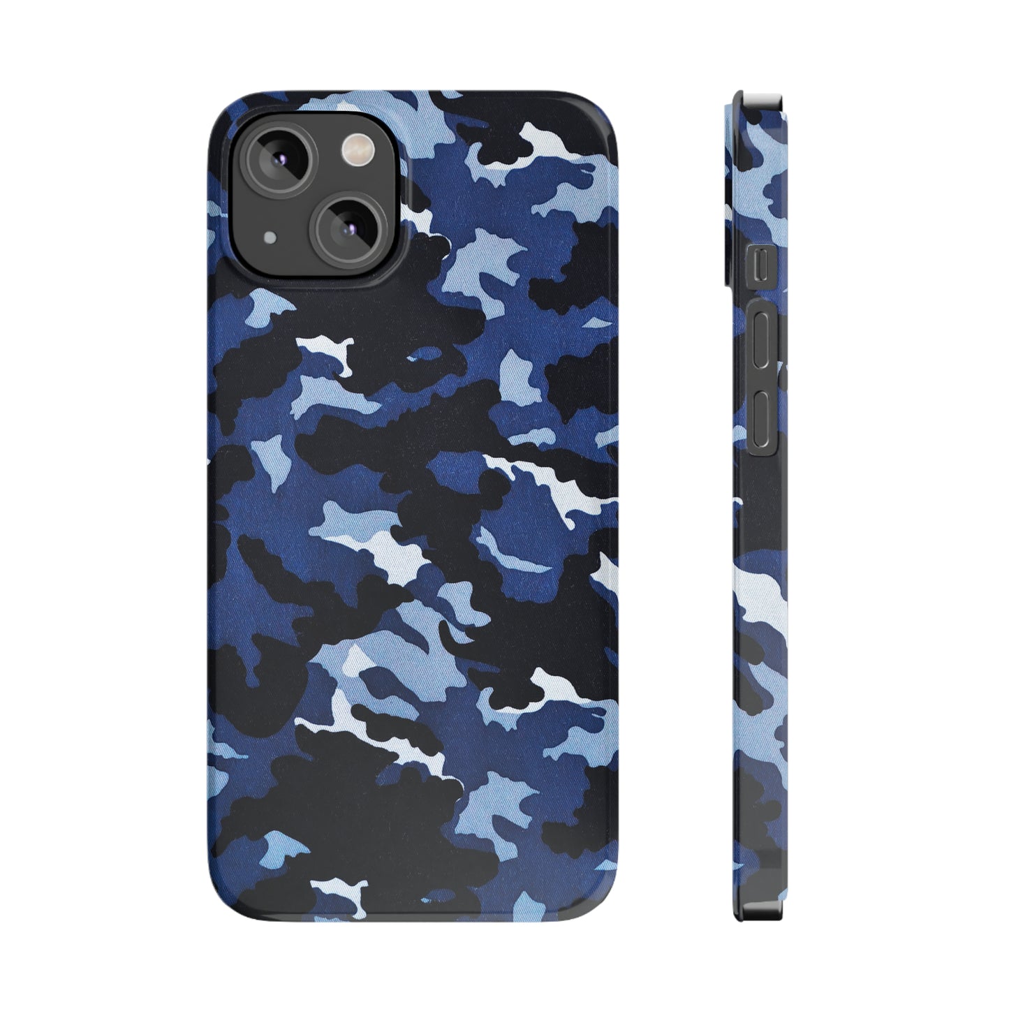 Deep Sea Concealment: Navy Blue Camouflage Iphone 15-12 Slim Phone Case