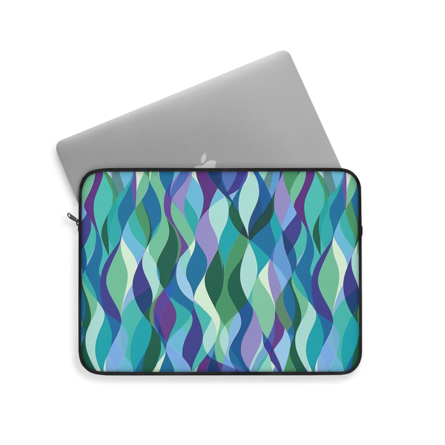 Modern Mosaic Art Ocean Waves of Blue and Green Laptop or Ipad Protective Sleeve 3 Sizes Available