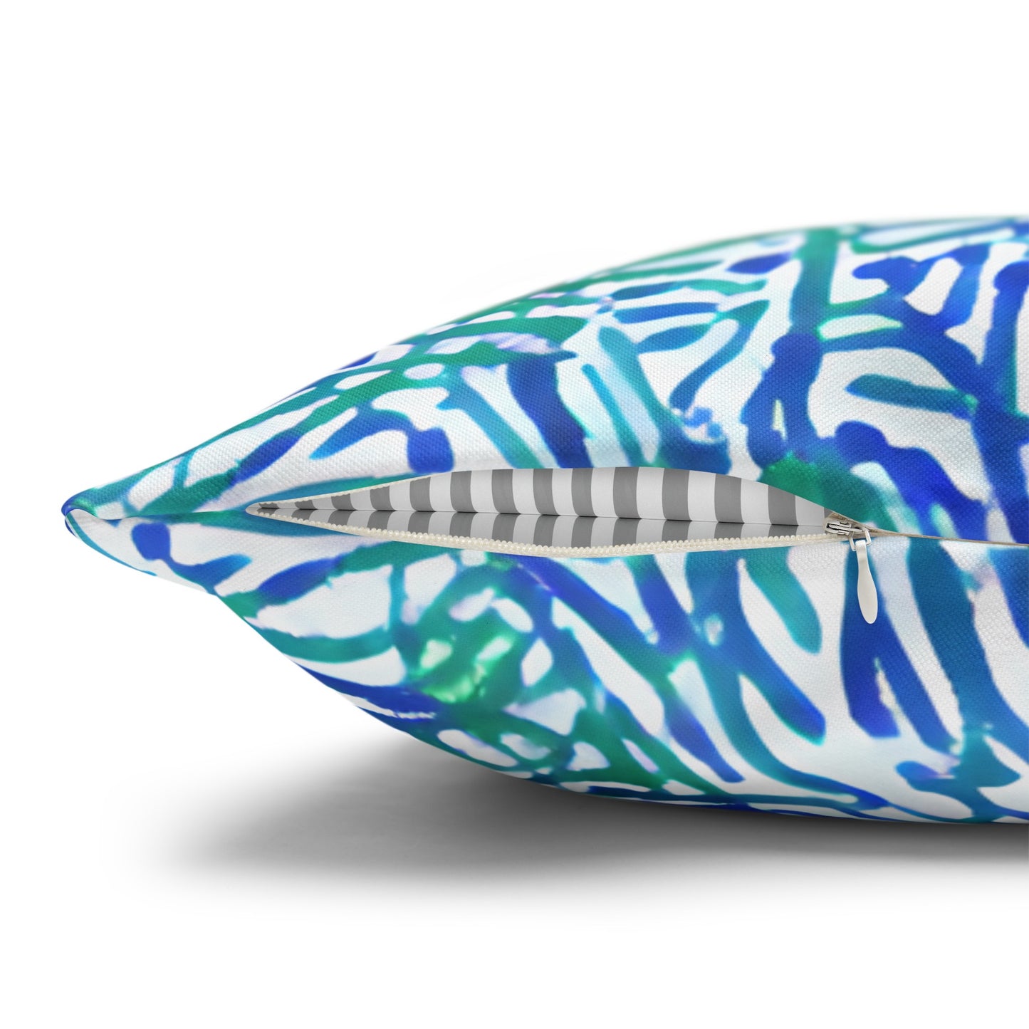 Tropical Fusion: Abstract Palm Leaves in Lime Green and Blue Hues  Spun Polyester Square Pillowcase 4 Sizes