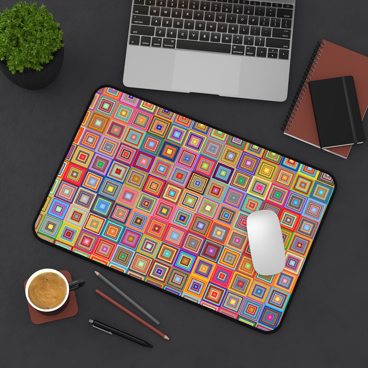 Retro Colored Squares - Desk Mat Extended Gaming Mouse Pad 3 Sizes