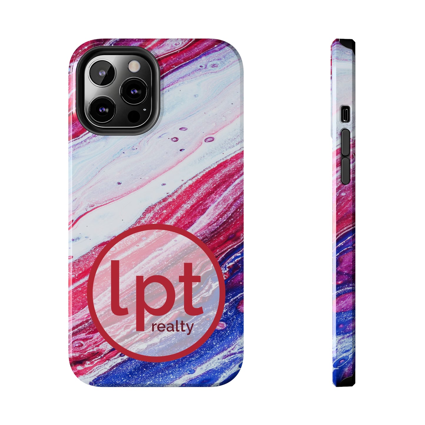 LPT Realty Logo -  Red White and Blue Alcohol Ink Design Iphone Tough Phone Case