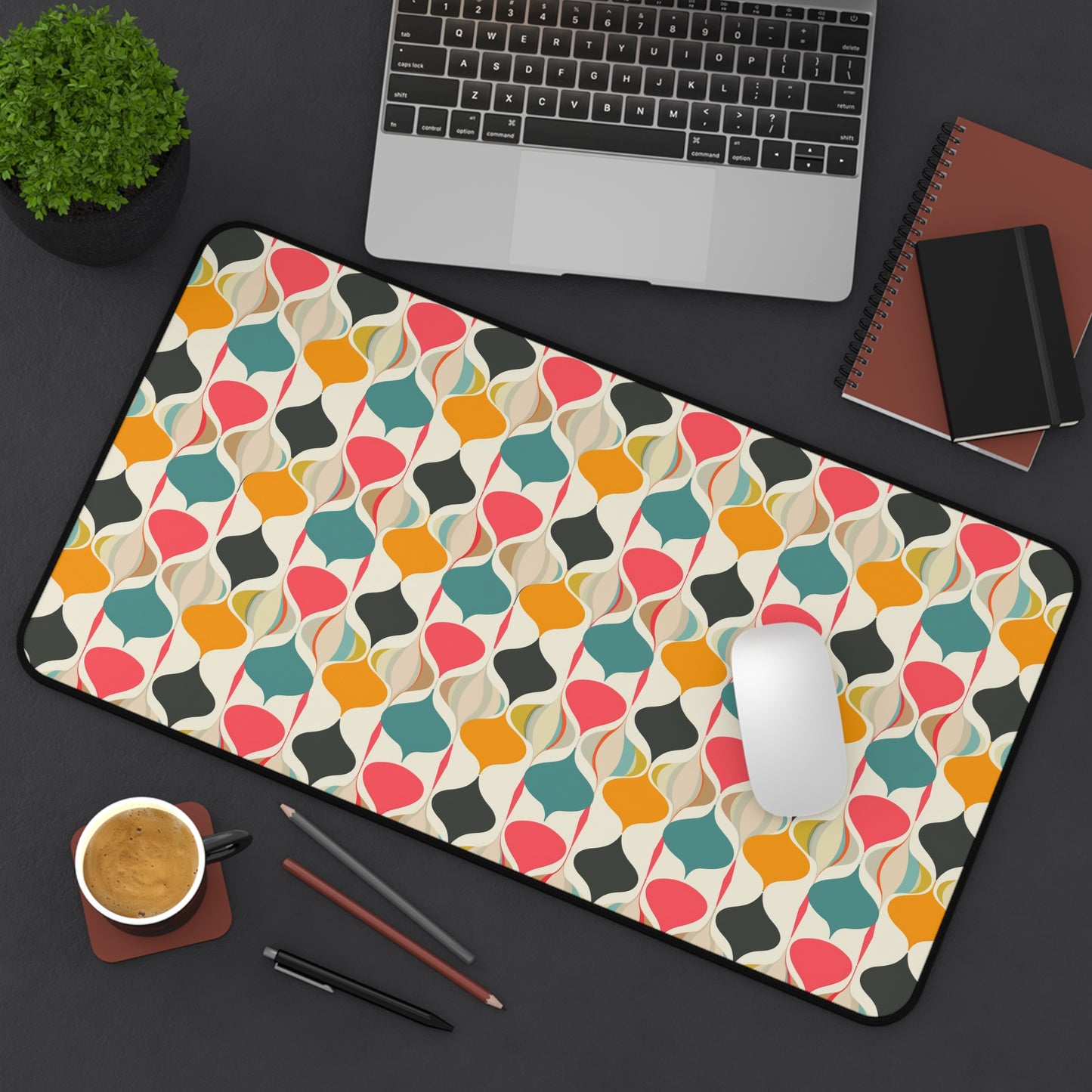 Retro Spring Vibes Mid-Century Modern Pattern in Vibrant Colors Gaming Mouse Pad  Desk Mat  - 3 Sizes