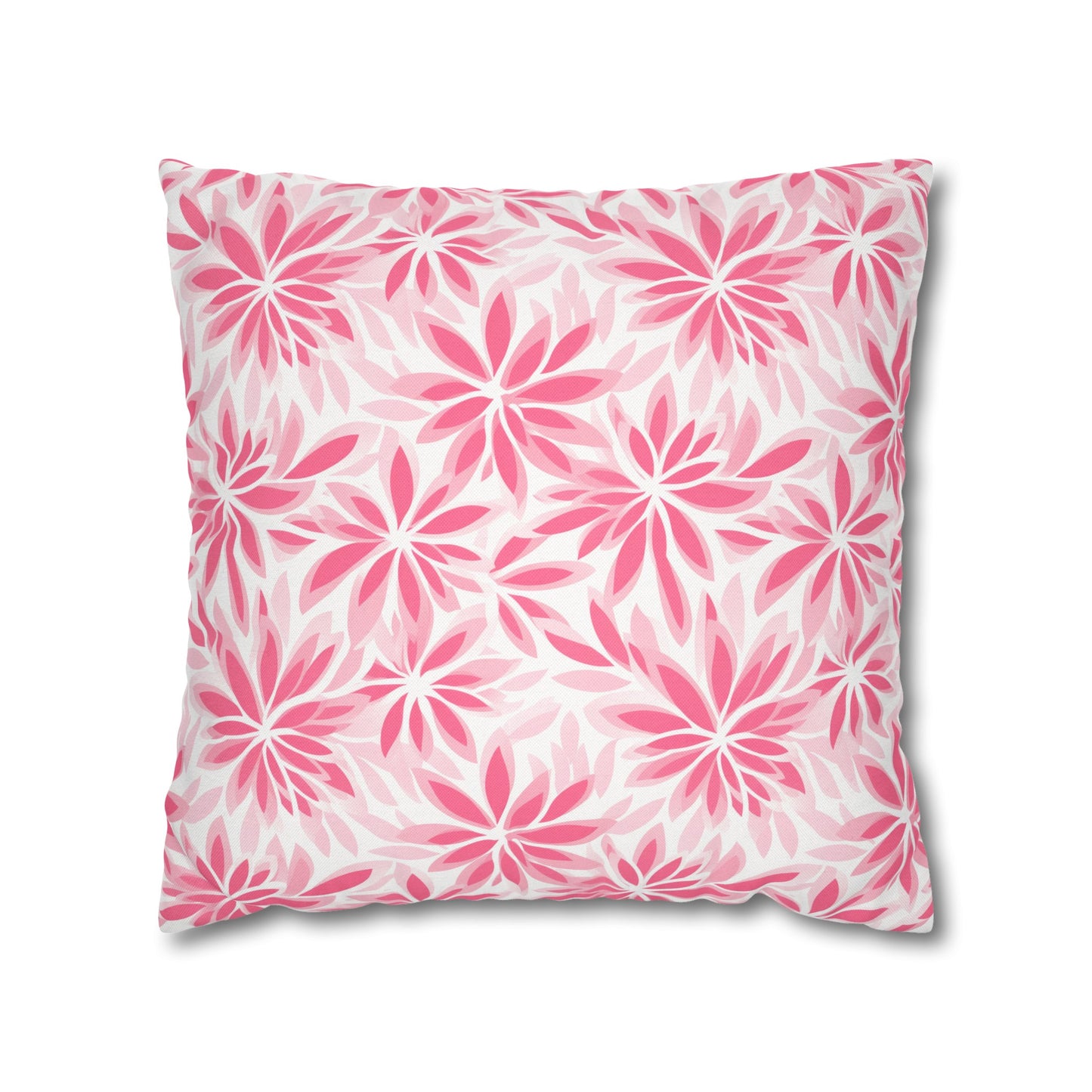 Blush Blooms Soft Pink Floral Pattern Spun Polyester Square Pillowcase 4 Sizes