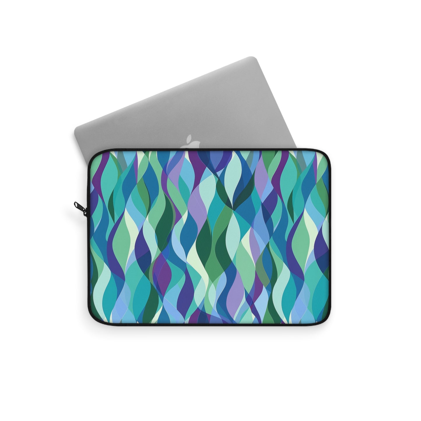 Modern Mosaic Art Ocean Waves of Blue and Green Laptop or Ipad Protective Sleeve 3 Sizes Available