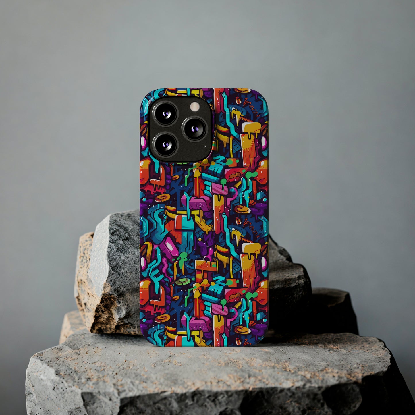 3D Abstract Colorful Street Graffiti Art Design Iphone 15-12 Slim Phone Case