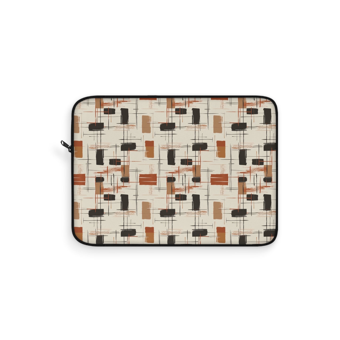 Modern Artistry in Bold and Minimalistic Pattern in a Palette of Black, Dark Orange, and Beige Laptop or Ipad Protective Sleeve 3 Sizes Available