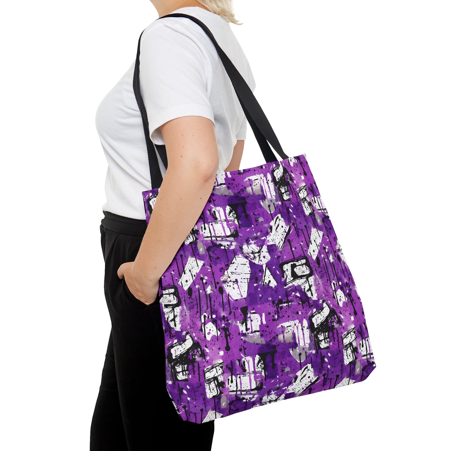 Purple & Black Graffiti Design - Canvas Tote 3 Sizes