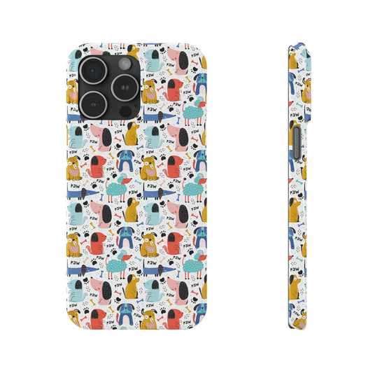 Playful Pups: Colorful Cartoon Dogs Iphone 15-12 Slim Phone Case