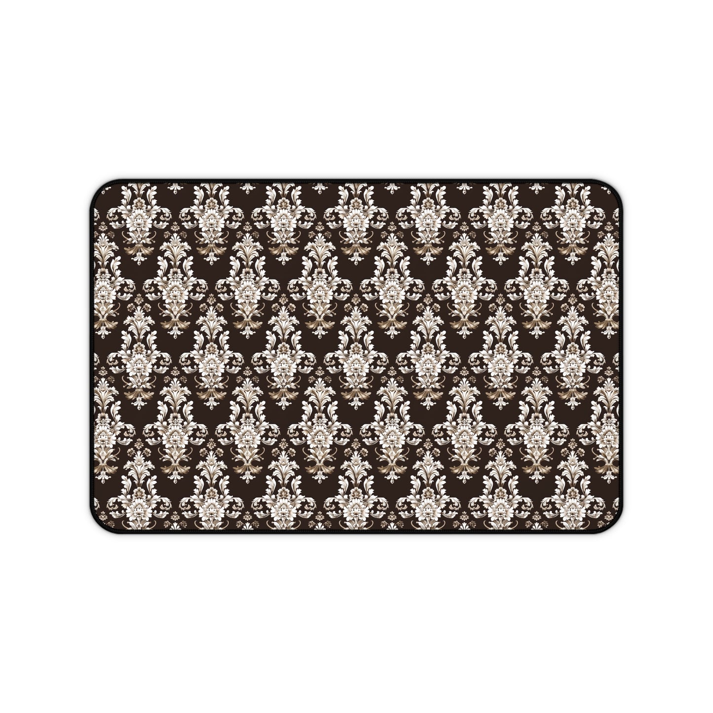 Elegant Rococo Pattern of Intricate Brown and White Floral Scroll Design Gaming Mouse Pad  Desk Mat  - 3 Sizes