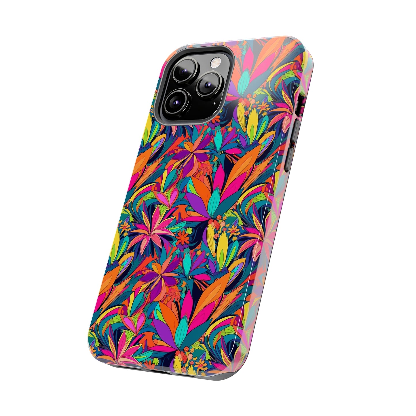 Tropical Neon Flowers Iphone Tough Phone Case