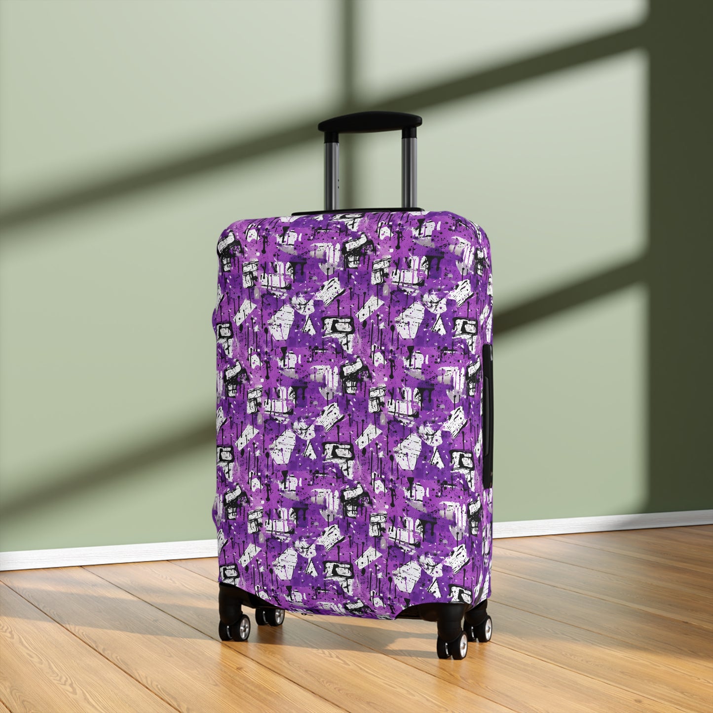 Black, White and Purple Graffiti Abstract Art  - Luggage Protector and Cover 3 Sizes