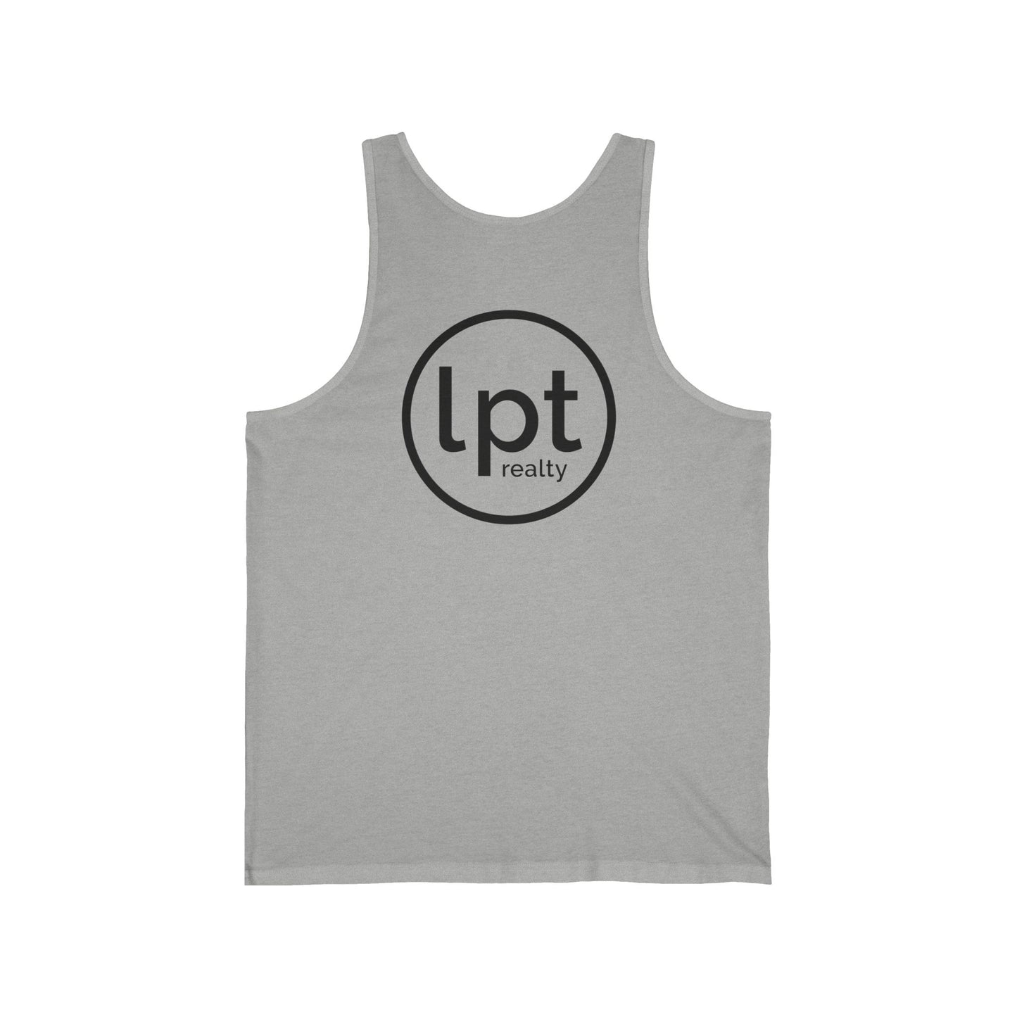 LPT Realty Funny Workout Tank Buffering My Motivation, LPT Logo on Back Workout Tank Unisex Jersey Tank