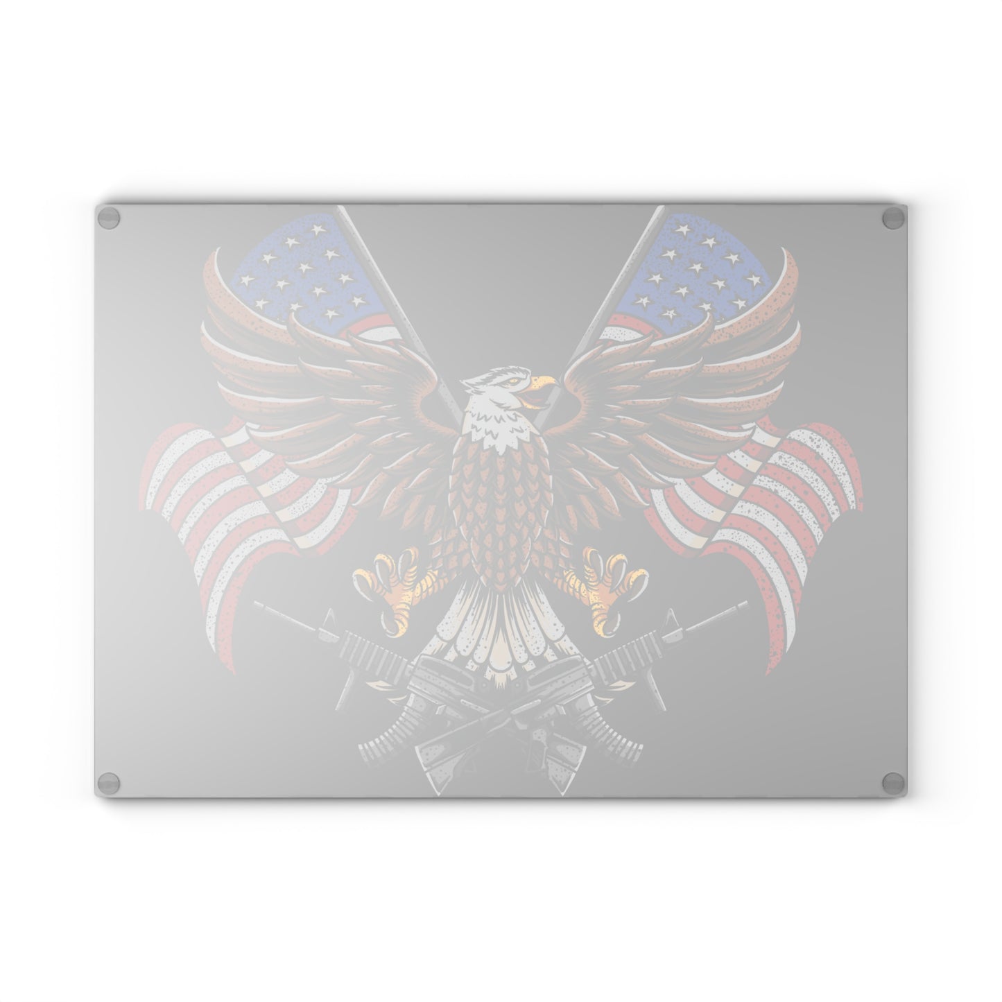 American Flags with Eagle - Glass Cutting Board  8" x 11" and 11" x 15"