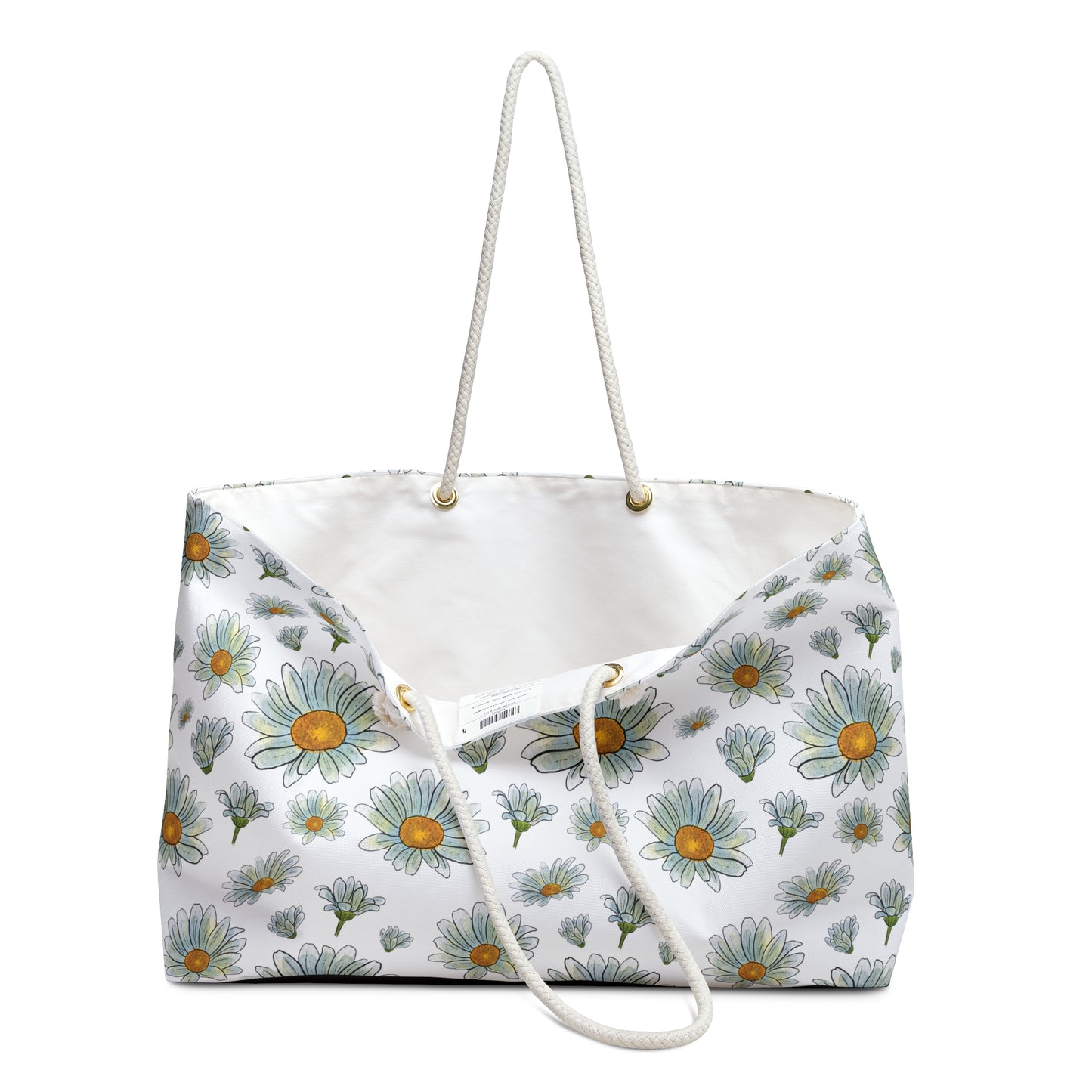 Large Watercolor Summer Daisies Blooming Against a White Background  - Weekender Oversized Canvas Tote Bag 24" × 13"