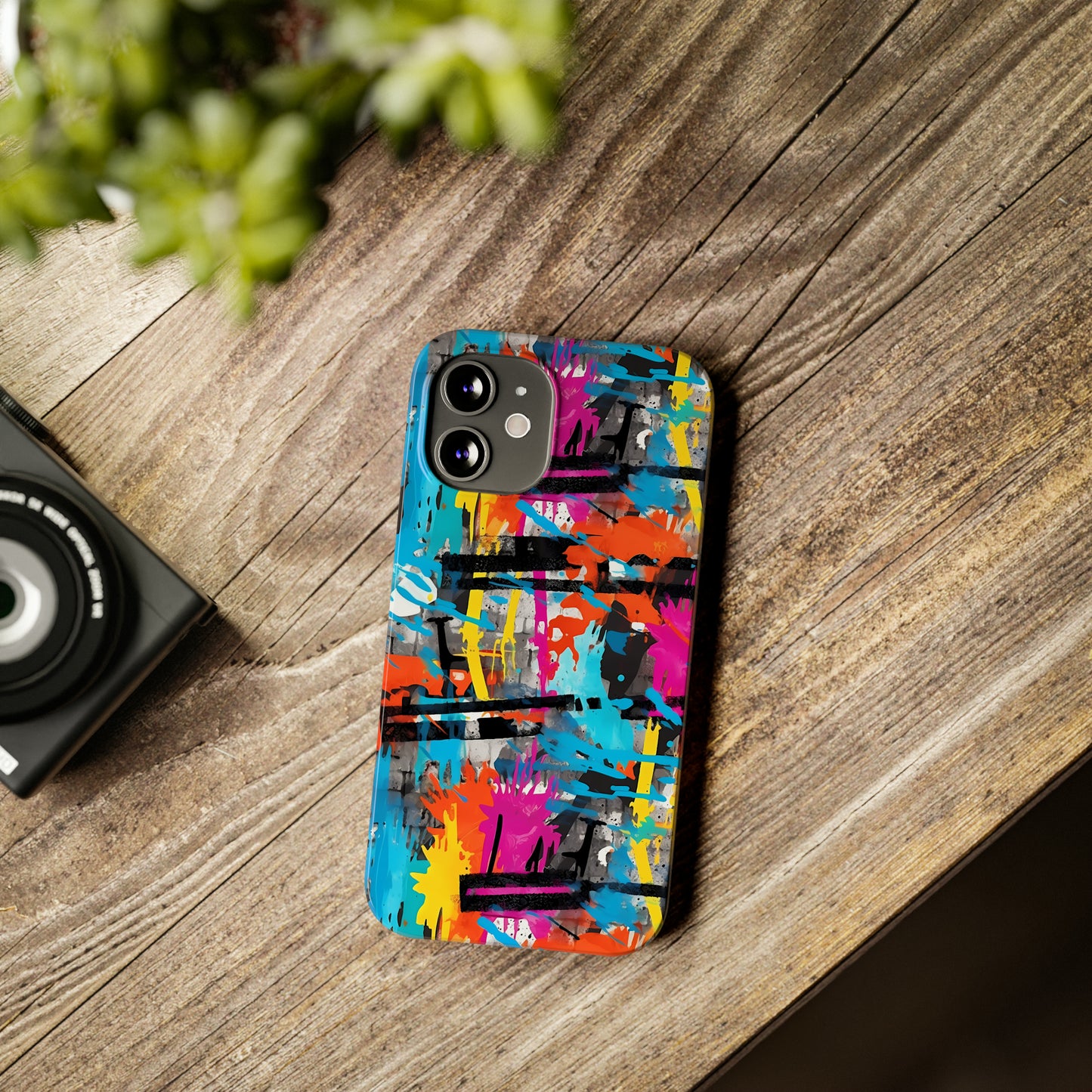 Rainbow Color Abstract Graffiti Design Iphone 15-12 Slim Phone Case