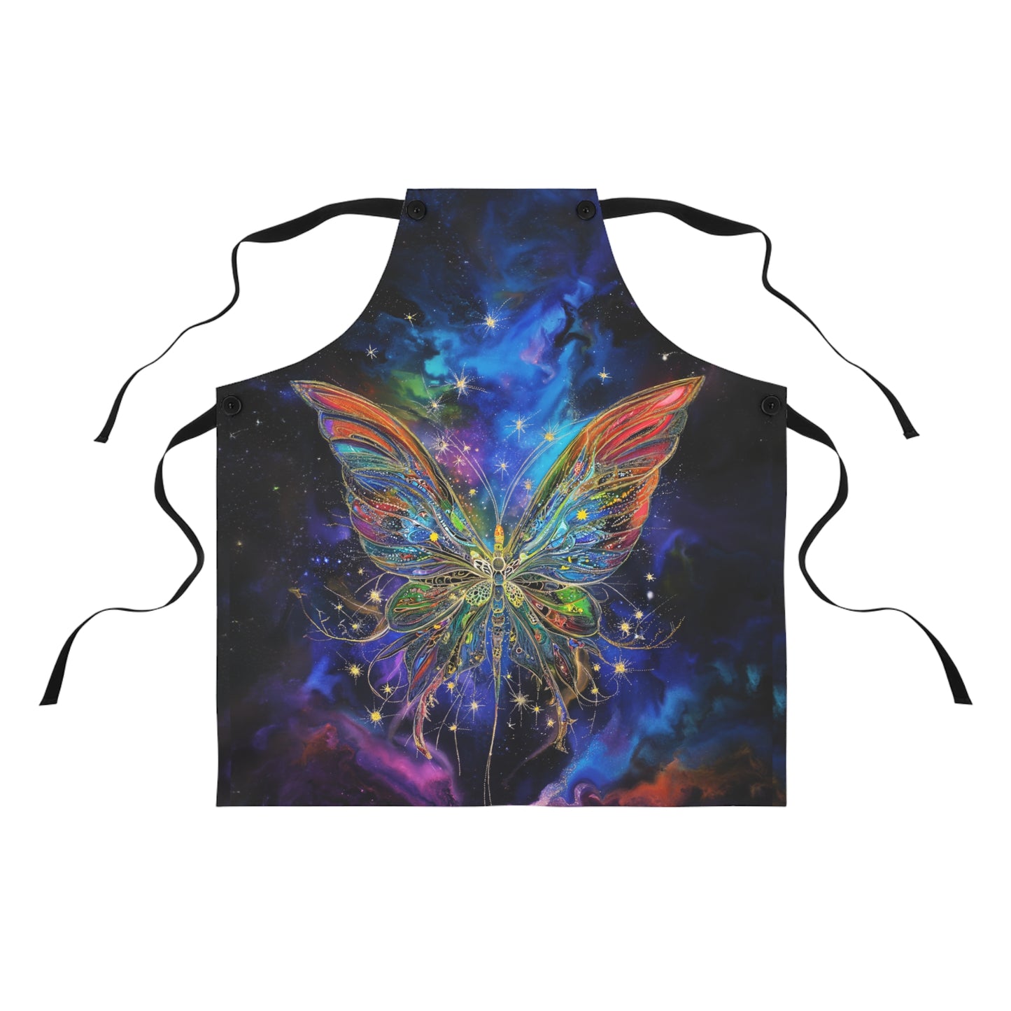 Starlit Majestic Cosmic Monarch Butterfly with Galactic Nebulae Kitchen Chef Apron