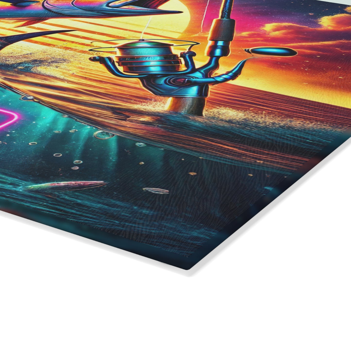 Salty Fishing Life, Sports Fishing Glass Cutting Board, Charcuterie Serving Tray 2 Sizes