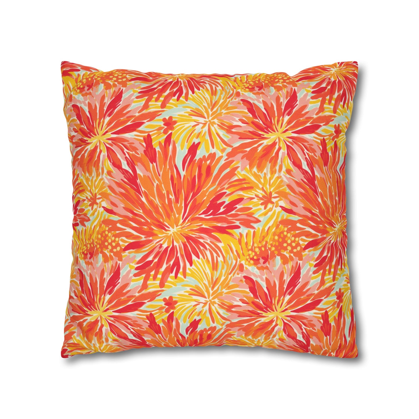 Golden Citrus Blooms: Vibrant Orange and Yellow Watercolor Flowers Spun Polyester Square Pillowcase 4 Sizes