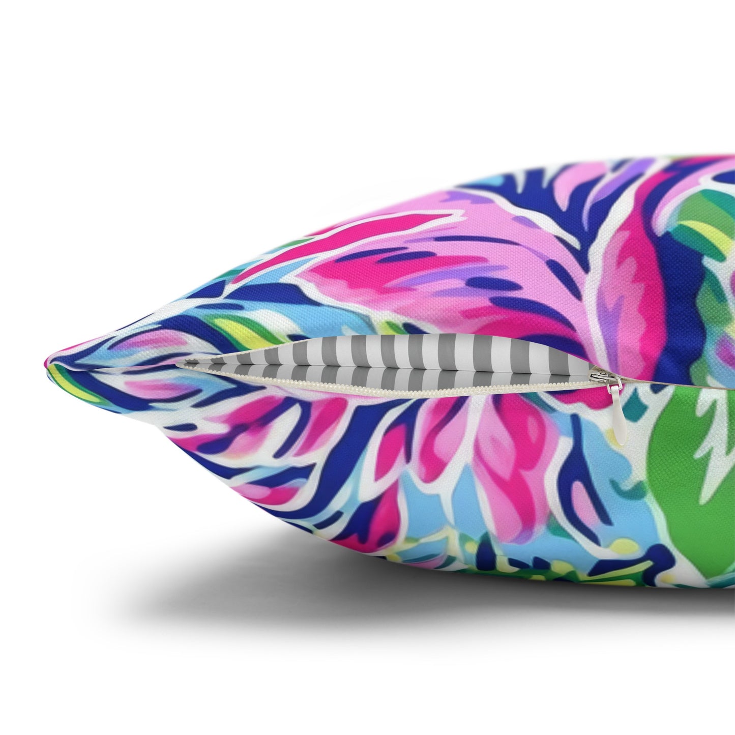 Tropical Serenity: Pink, Green, and Blue Watercolor Floral Delight Spun Polyester Square Pillowcase 4 Sizes