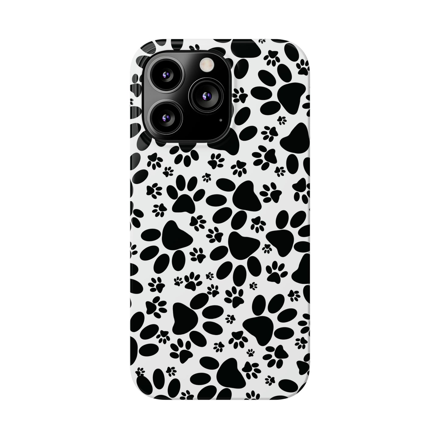 Black Animal Paw Prints Iphone 15-12 Slim Phone Case