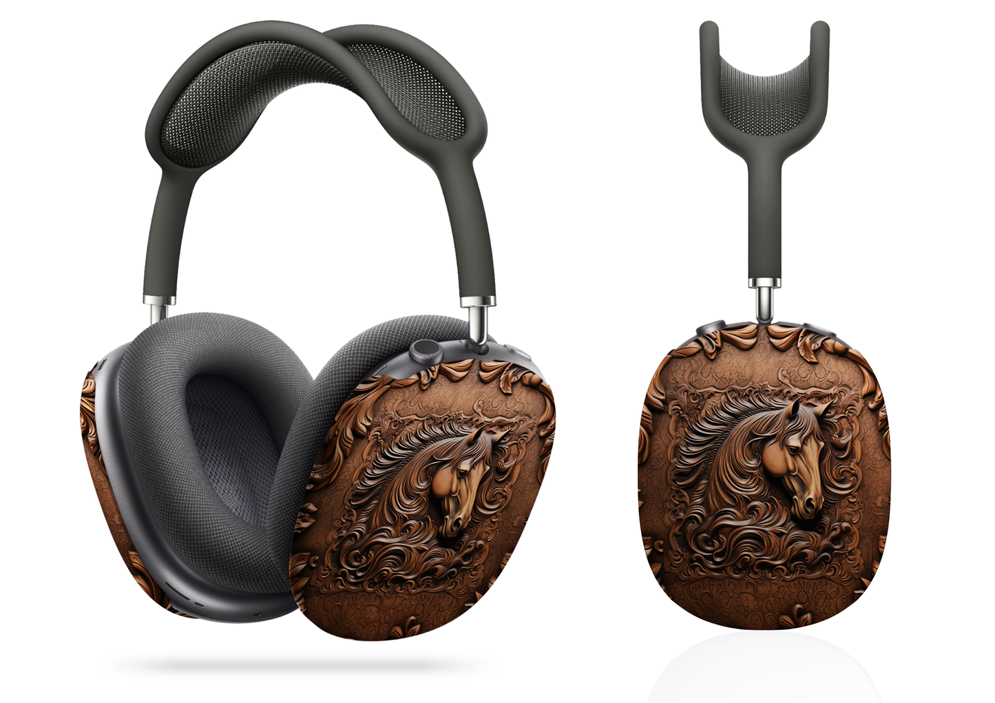 Carved Horse in a Tapestry of Ornate Scrolls and Floral Accents  AirPod Max Case Protective Covers