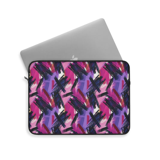 Vibrant Rebellion Brush Strokes in Hot Pink and Cool Purple on a Moody, Dark Background Laptop or Ipad Protective Sleeve 3 Sizes Available