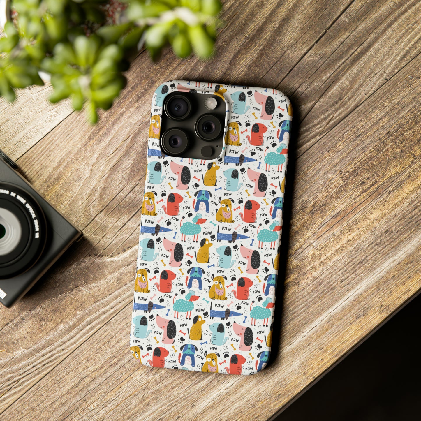 Playful Pups: Colorful Cartoon Dogs Iphone 15-12 Slim Phone Case