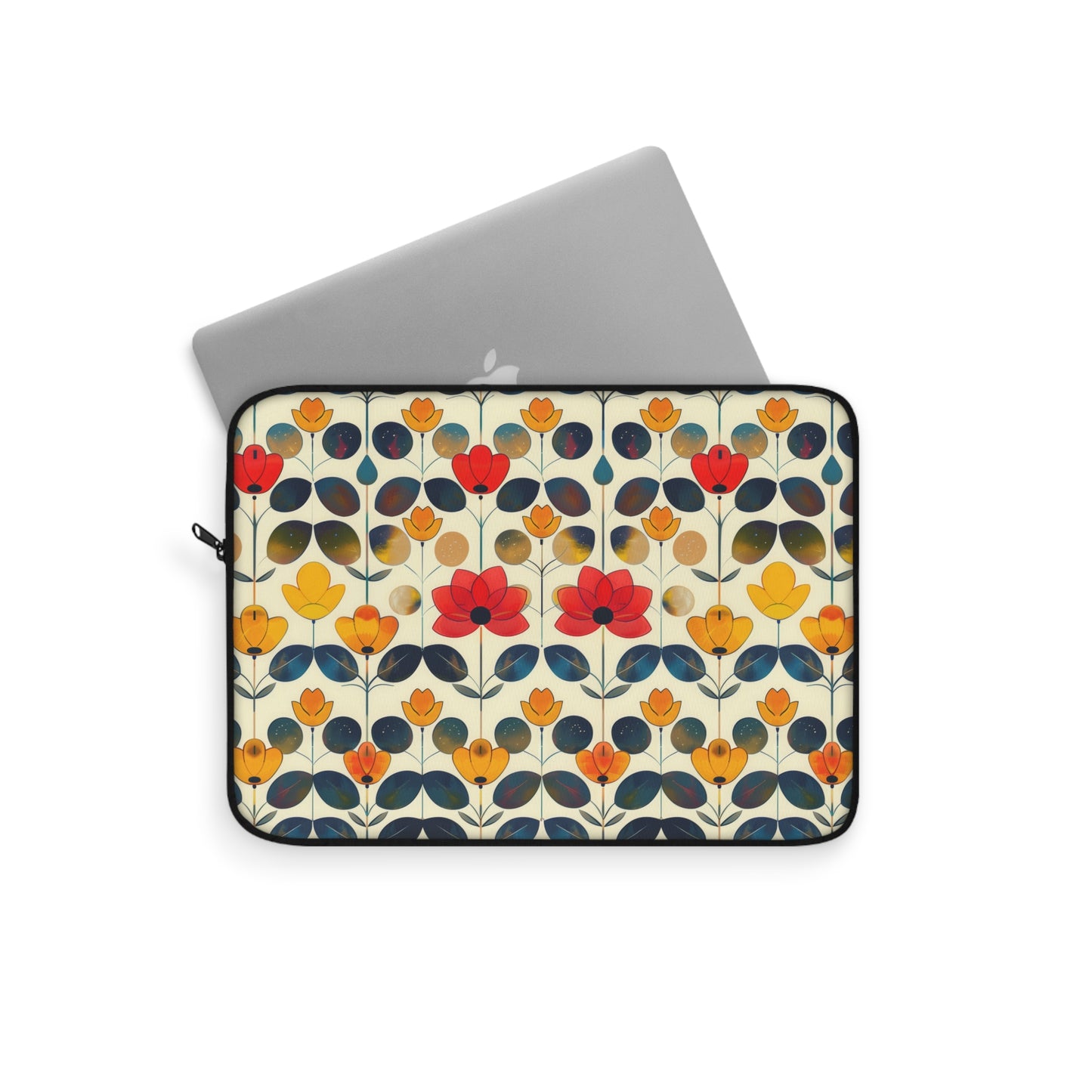 Whimsical Yellow, Red, and Blue Flower Design Laptop or Ipad Protective Sleeve 3 Sizes Available