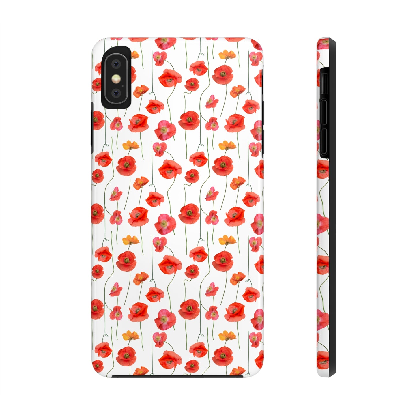 Vivid Elegance: Bright Red Poppies on a White Background Iphone Tough Phone Case