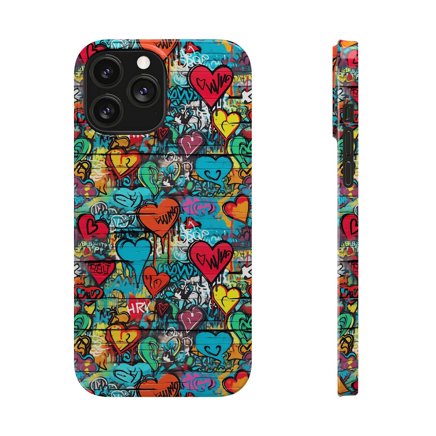 Street Art Graffiti Hearts Design Iphone 15-12 Slim Phone Case