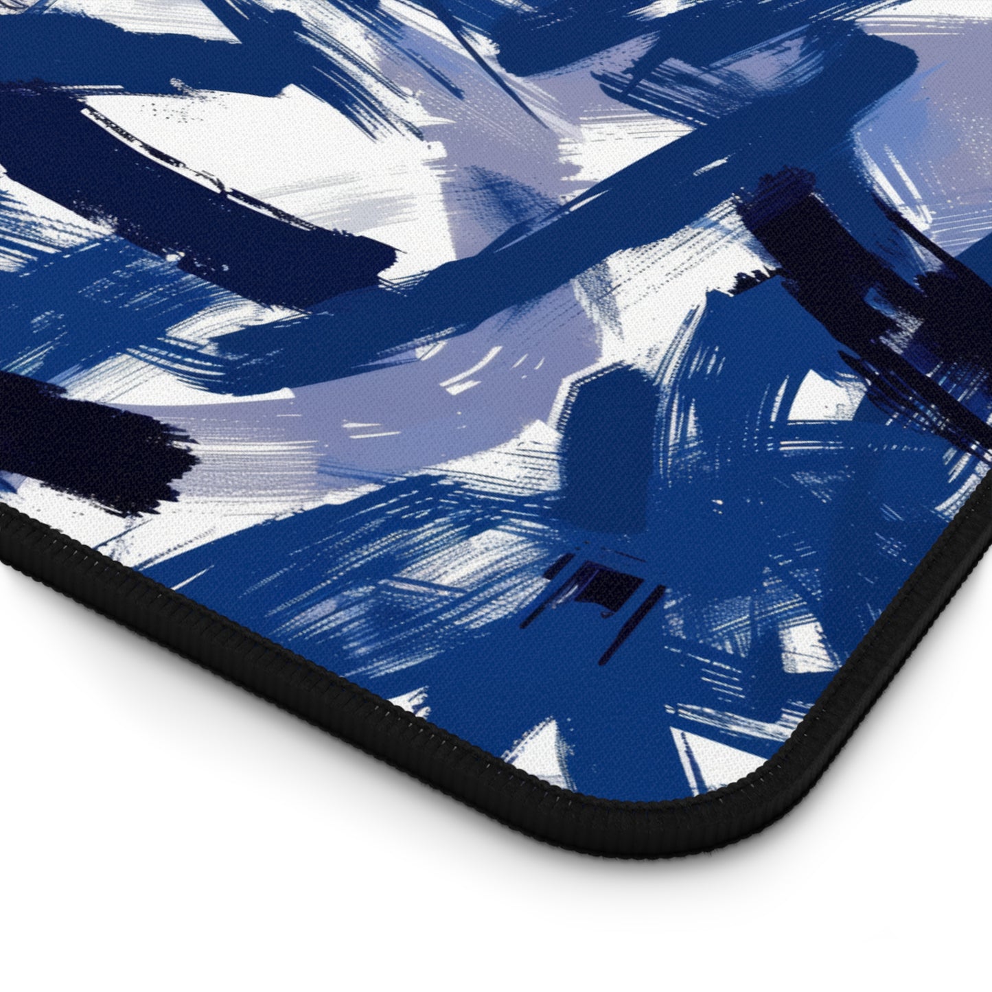 Midnight Frenzy Bold Abstract Brush Strokes in Shades of Deep Blue and White Gaming Mouse Pad  Desk Mat  - 3 Sizes