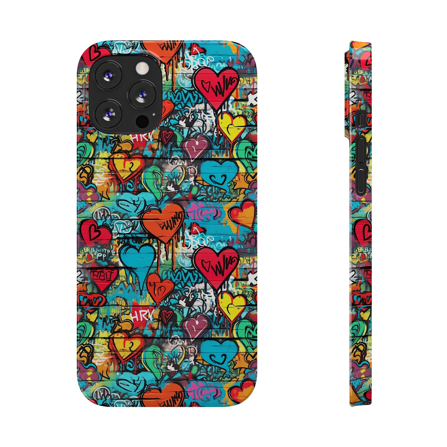 Street Art Graffiti Hearts Design Iphone 15-12 Slim Phone Case