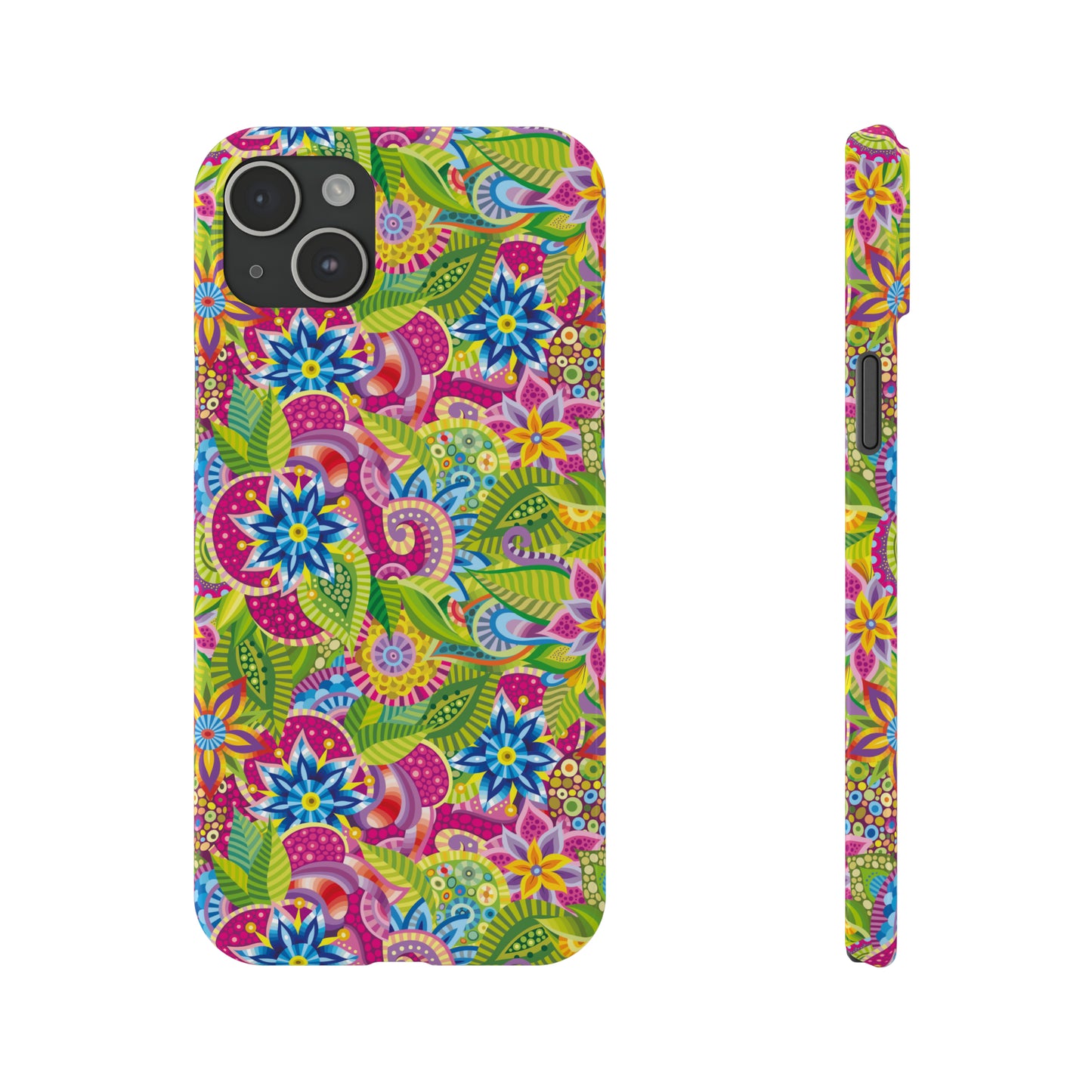 Vibrant Array of Abstract Flowers and Paisley in Rainbow Hues Iphone 15-12 Slim Phone Case