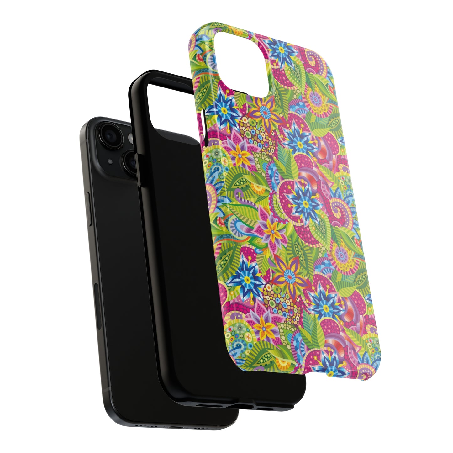 Vibrant Array of Abstract Flowers and Paisley in Rainbow Hues Iphone Tough Phone Case