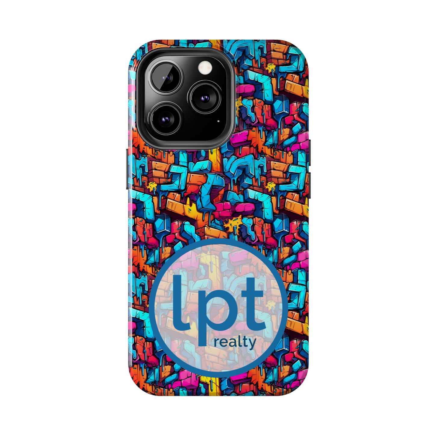 LPT Realty Logo -  3D Rainbow Colored Graphic Blocks Design Iphone Tough Phone Case