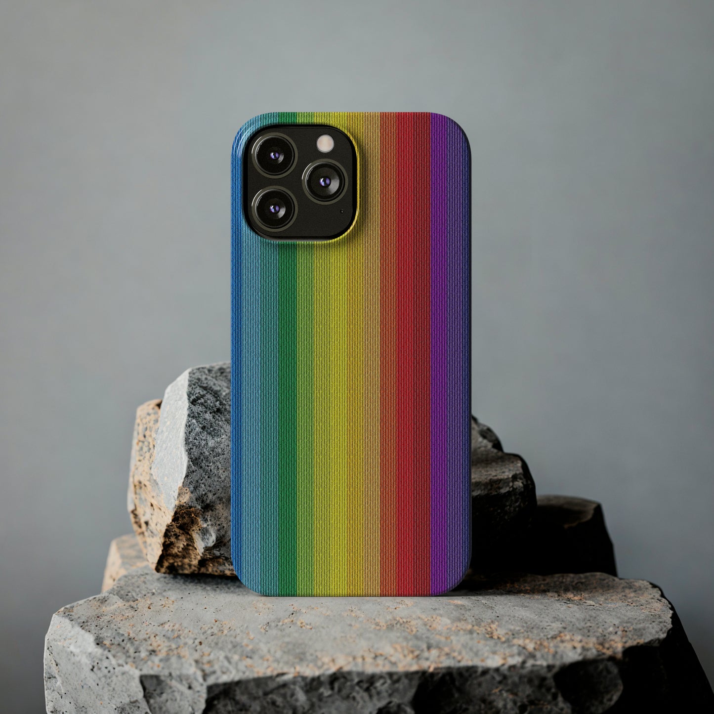 Rainbow Stripe Design Iphone 15-12 Slim Phone Case