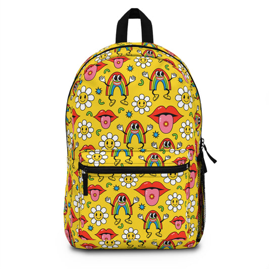 Groovy Nostalgia: Retro Rainbows, Lips, and Daisies Lightweight Backpack