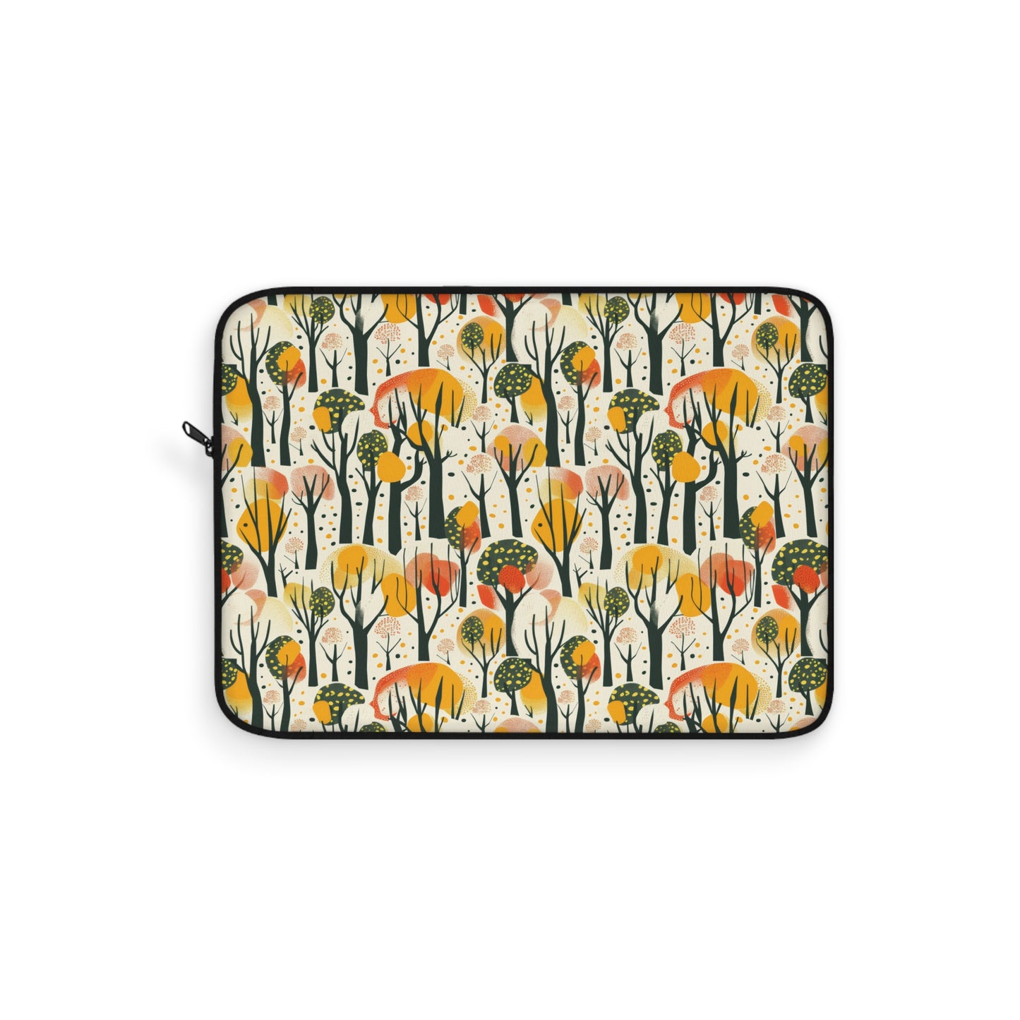 Enchanted Forest of Yellow and Orange Trees on a Speckled Cream Background Laptop or Ipad Protective Sleeve 3 Sizes Available