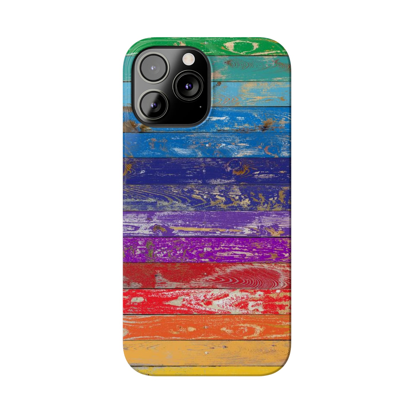 Rainbow Wood Planks Iphone 15-12 Slim Phone Case